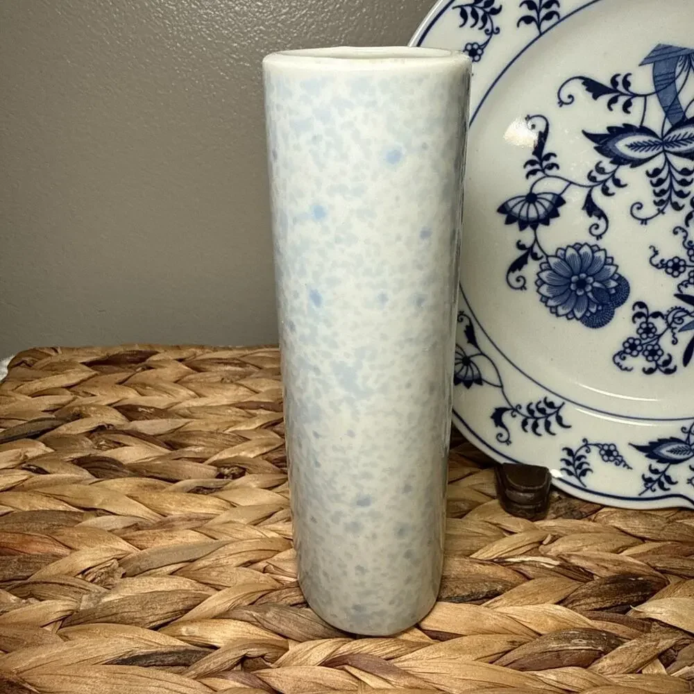 Vintage FTD Especially For You Japan Blue Speckled Bud Vase 6.25” Porcelain